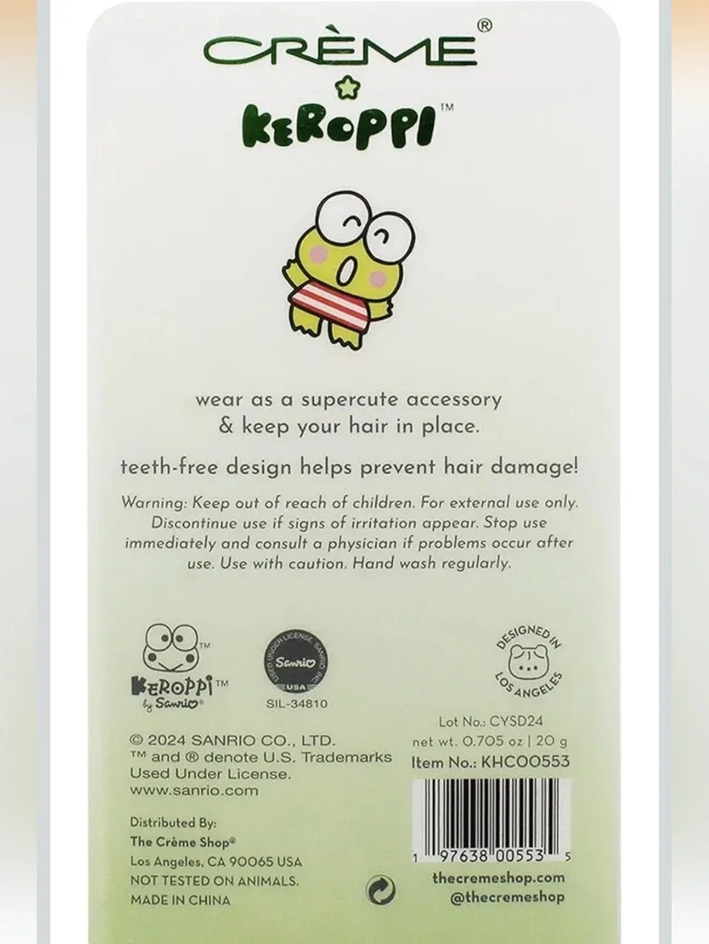 Crème x Keroppi Green Frog Hair Clips